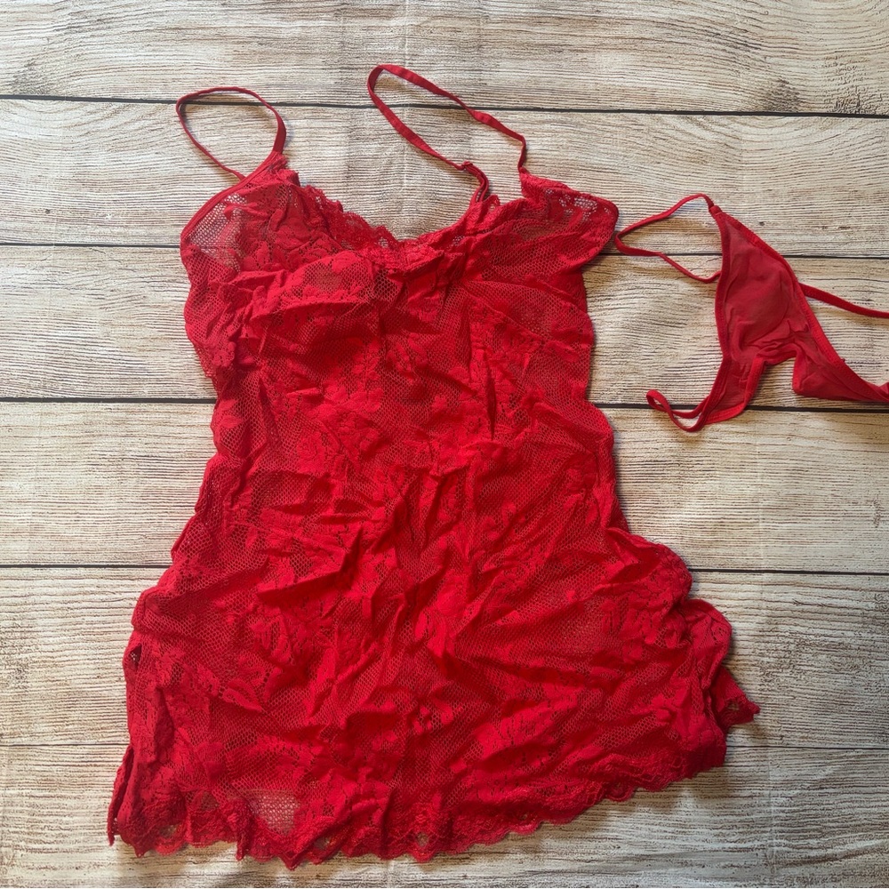 Victorias Secret Red Lace Lingerie Set and Black/hot pink Set